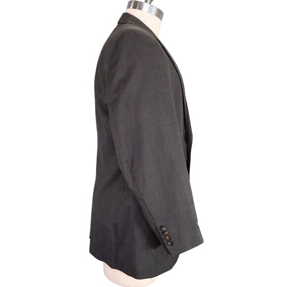 Jos A Bank Sport Coat Mens 41R Wool Gray Micro Plaid Lined Jacket Blazer - Picture 6 of 16